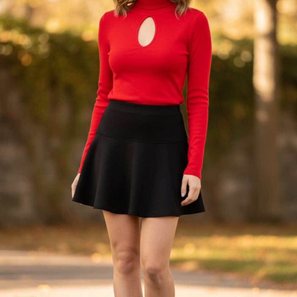 NWT C/MEO COLLECTIVE HEADLIGHTS KNIT TOP RED